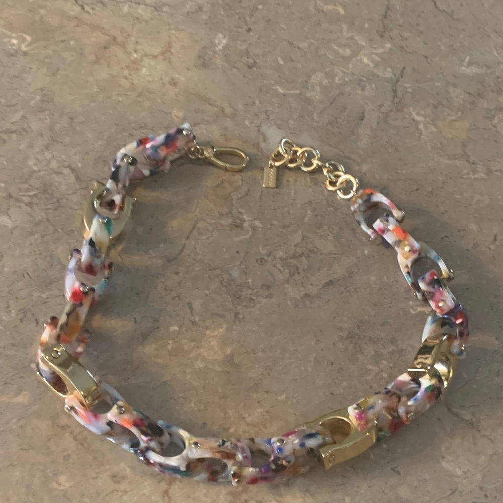 Coach Multicolored Acrylic Link Necklace with Gold-Tone Hardware
